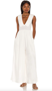 Wide-leg Linen-blend Jumpsuit