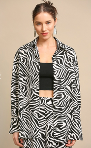 Zebra Oversized Button Up Shirt
