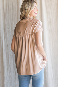 Satin Top with Cap Sleeves