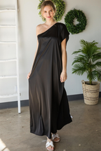 Load image into Gallery viewer, One Shoulder Satin Maxi Dress
