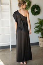 Load image into Gallery viewer, One Shoulder Satin Maxi Dress
