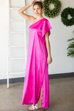 Load image into Gallery viewer, One Shoulder Satin Maxi Dress
