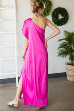 Load image into Gallery viewer, One Shoulder Satin Maxi Dress
