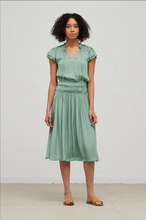Load image into Gallery viewer, Pleated Shoulder Smocked Waist Dress
