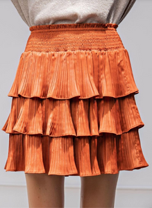 Ruffled Satin Mini Skirt