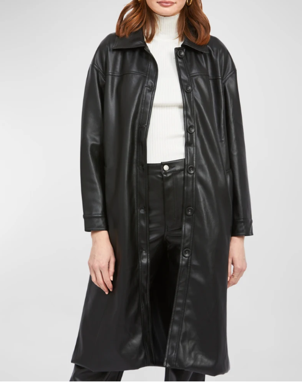 Vegan Leather Trench Coat