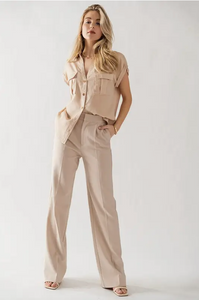 Textured Wide Leg Trousers