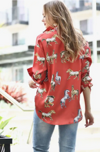 Load image into Gallery viewer, Button Down Horse Print Top
