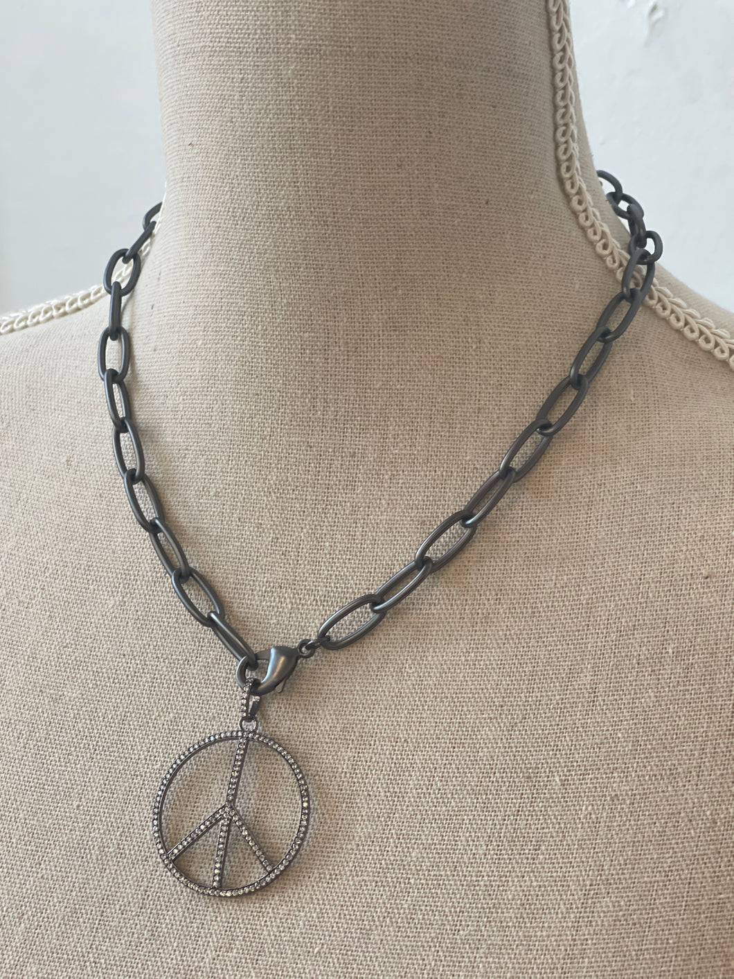Madison Hayes - Pave Peace Sign Pendant